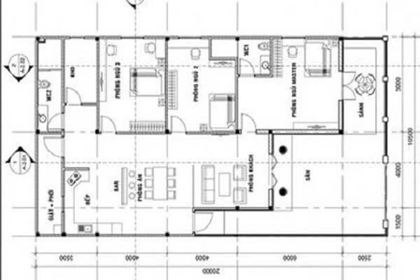 Bản thiết kế nhà mái thái 3 phòng ngủ - Nhà vườn trệt