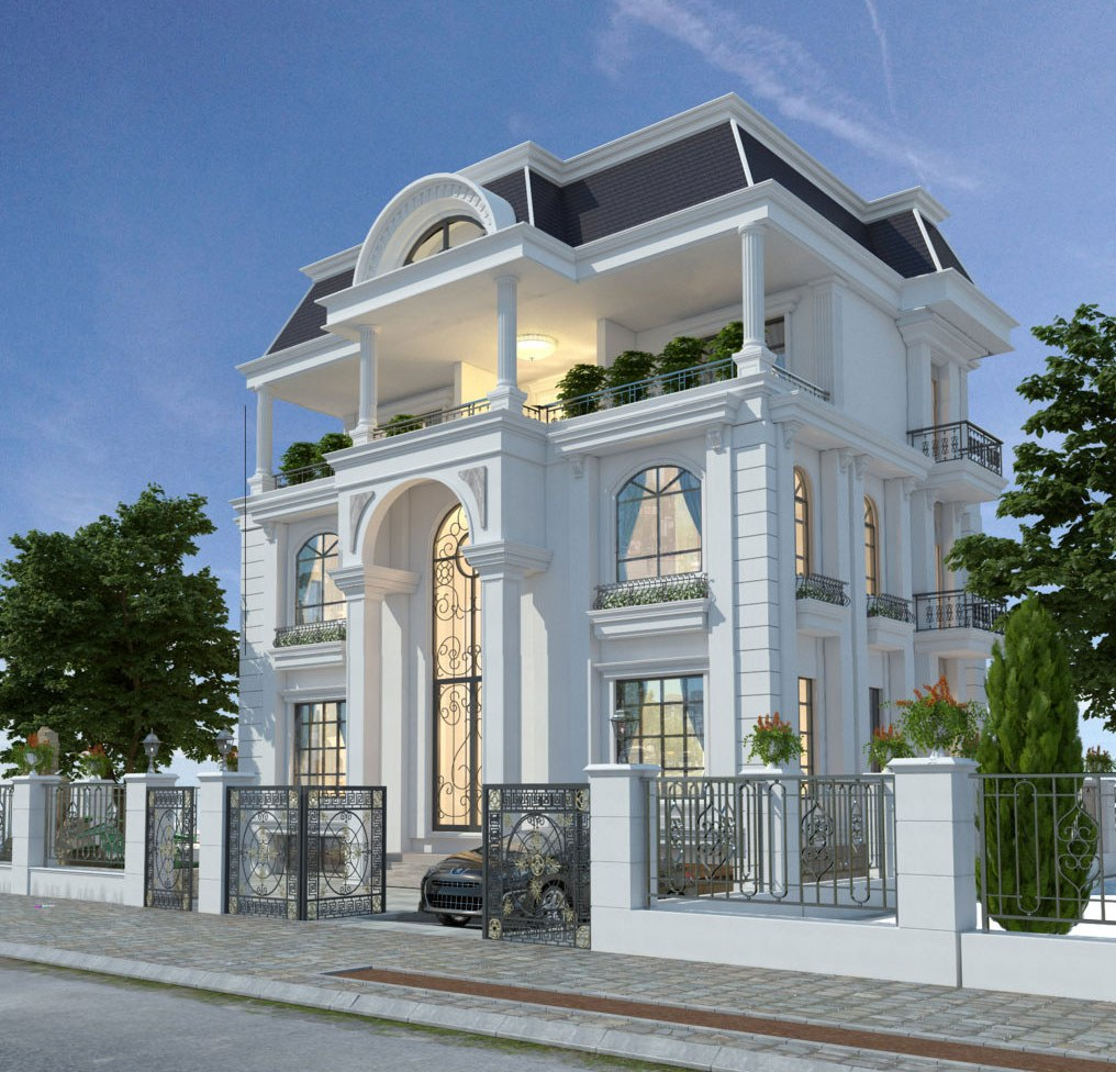 Mẫu thiết kế nhà biệt thự ở Bình Dương mang phong cách bán cổ điển
